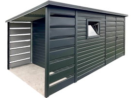 Schowek - domek 3,5x2m - wiata 1m Brama dwuskrzydłowa okno dach ID1071