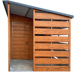 Schowek domek ogrodowy 2,5x4m + wiata 1,5 m drzwi drewnopododobny ID1073