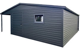Schowek domek ogrodowy 4,5x5m + wiata 1,5m drzwi okno rynny ID1082