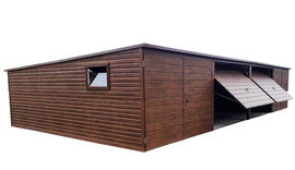 GARAŻ BLASZANY 12x5m 4x Brama ciemny orzech ID97