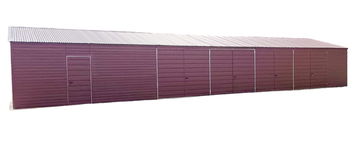 Hala - Garaż Blaszany 20x6m 4x Brama dwuskrzydłowa - Drzwi Ciemny Brąz ID607