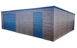 Garaż Blaszany 8x6m Brama Uchylna - Drzwi Dach Spad w tył ID624