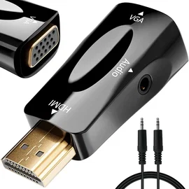 Konwerter adapter z HDMI na VGA D-sub z audio mini jack 3,5 mm