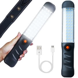 Mocna latarka warsztatowa lampa 48 led cob usb hak magnes akumulatorowa - Czarny
