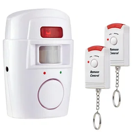 Bezprzewodowy alarm z czujnikiem ruchu i 2 pilotami 105 dB dla bezpieczeństwa do