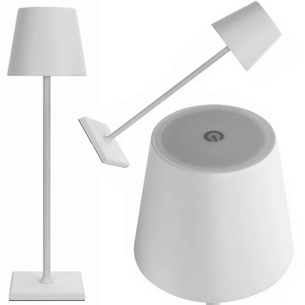 Lampka nocna stołowa dotykowa lampa 3 stopniowa wysoka bezprzewodowa usb - Biały