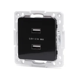 Podwójne gniazdo USB w czarnej obudowie typu niemieckiego i francuskiego dla wyg