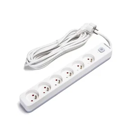 Francuski przedłużacz 6-gniazdowy 5m MAX 2300W z wyłącznikiem do bezpiecznego uż