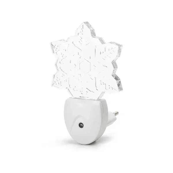 Lampka nocna z czujnikiem LED RGB do gniazdka w kształcie śnieżynki