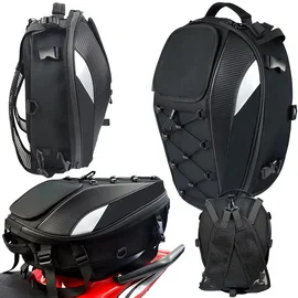 Plecak na motor motocyklowy kask wodoodporny torba sakwa siedzenie 2w1 - Czarny