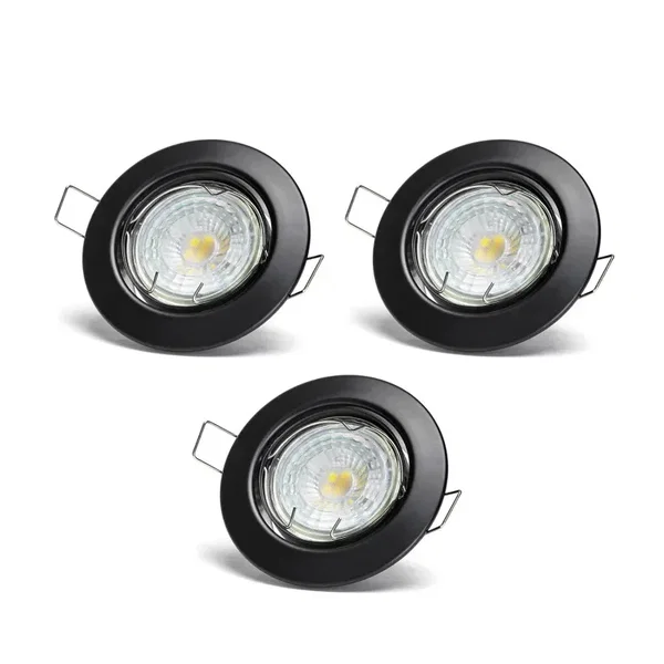 Reflektor LED 4,5 W 4000 K czarny 3 sztuki z regulowanym kątem świecenia do biur