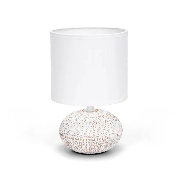 Ceramiczna lampa stołowa z gniazdem E14 do przytulnego oświetlenia