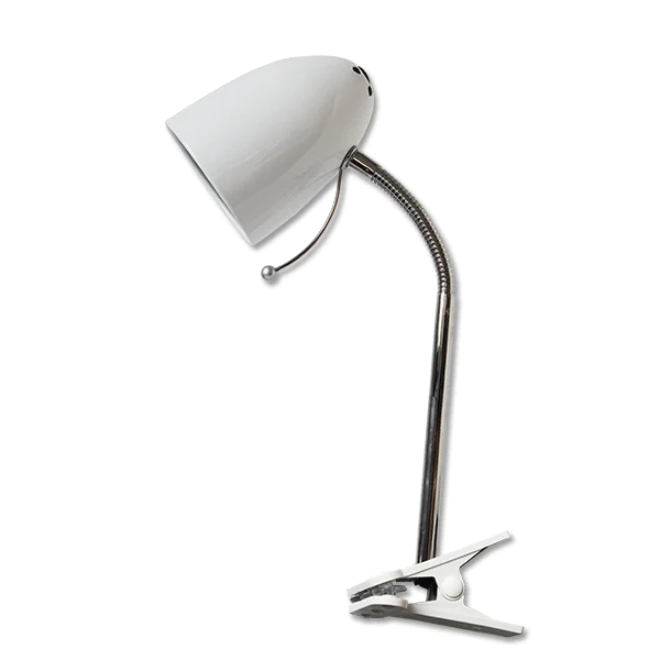 Biała lampa biurkowa z klipsem E27 Aigostar praktyczna i funkcjonalna