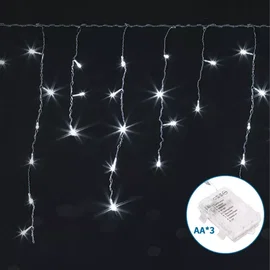 Lampki choinkowe sople fala 300 LED 3 m na 3 baterie AA zimne światło dla efekto