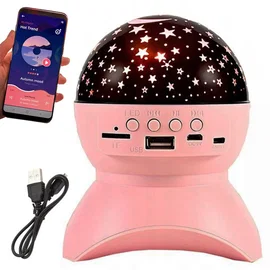 Projektor gwiazd lampka nocna nieba star led głośnik bluetooth usb rzutnik - Róż