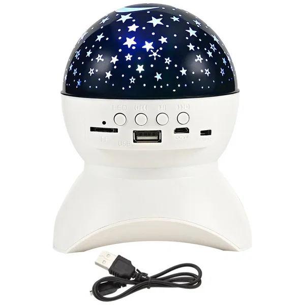 Projektor gwiazd lampka nocna nieba star led głośnik bluetooth usb rzutnik - Bia