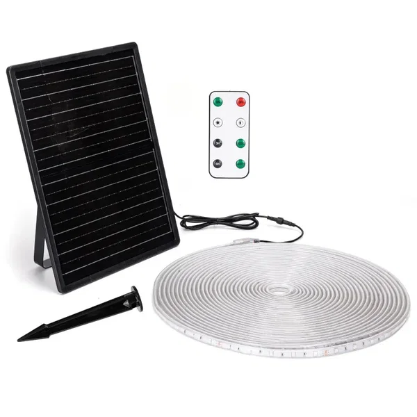 Taśma LED RGB solarna 20W 2000lm 20m kolorowa zestaw do dekoracji