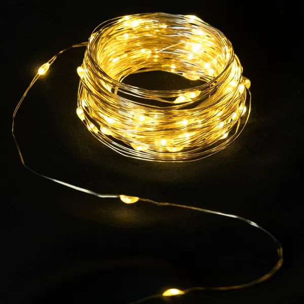 Lampki choinkowe drucikowe 50 LED ciepłe 5 m na 3 baterie AA dla przytulnego kli