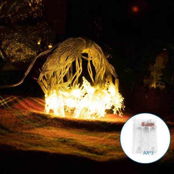 Lampki choinkowe 10 LED śnieżynka na 3 baterie AA ciepłe światło dla przytulnego