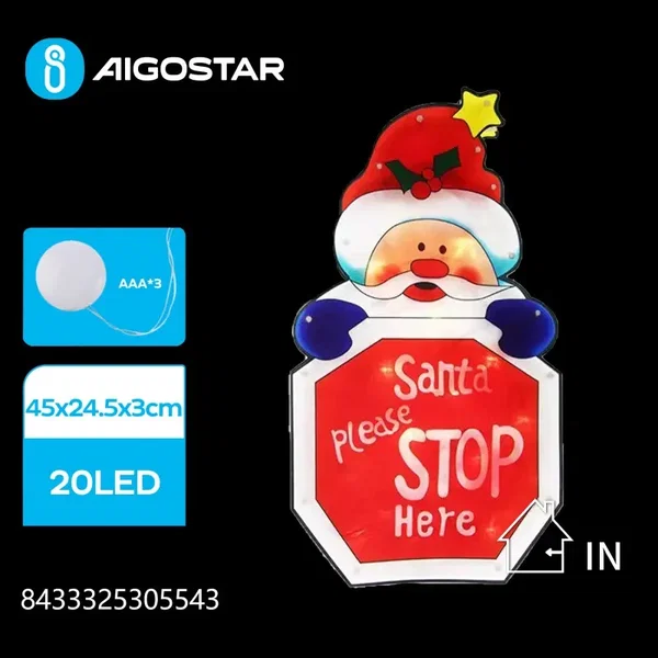 Duża zawieszka świąteczna Merry Christmas na okno z przyssawką i baterią