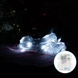 Lampki choinkowe siatka 100 LED zimna biel 1,5x1,5 m na baterie AA dla efektowne