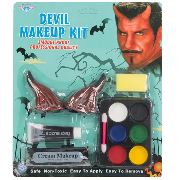 Zestaw do makijażu twarzy diabeł devil na halloween makeup rogi przebranie - Wie
