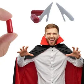 Zestaw wampira dracula wilkołak sztuczne zęby na halloween z sztuczną krwią - Bi