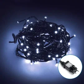 Sznur 5 m 100 LED zimnych lampek choinkowych IP44 z zasilaczem do dekoracji świą