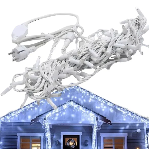 Lampki kurtyna świetlna girlanda świąteczna ozdoba 500 led zimna ip44 - Biały zi