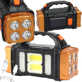 Latarka solarna przenośna lampka akumulatorowa LED COB powerbank reflektor
