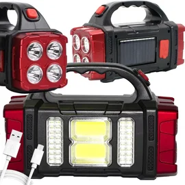 Latarka solarna przenośna lampka akumulatorowa LED COB powerbank reflektor Verk 