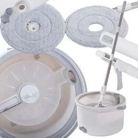 Mop obrotowy rotacyjny 360 spin wiadro zestaw 2x nakładki mikrofibra