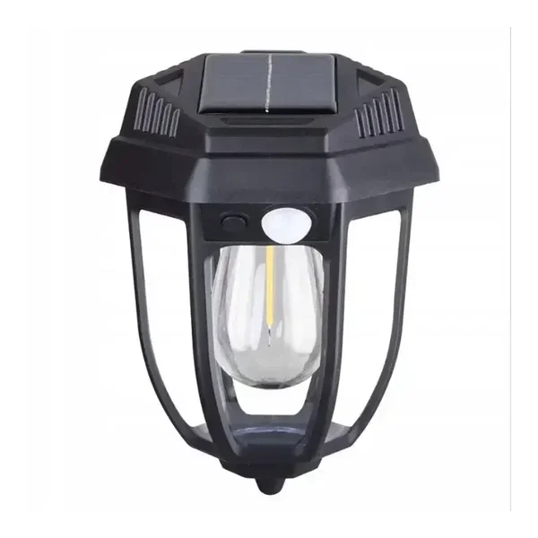 Lampa solarna kinkiet LED z ciepłą żarówką czujnikiem ruchu zmierzchu