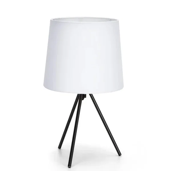 Metalowa lampa stołowa E14 biała z tekstylnym kloszem do przytulnego wnętrza