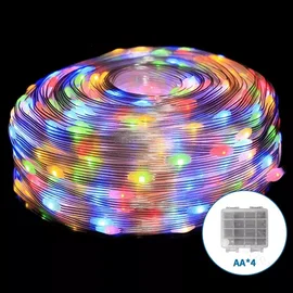 Płaski sznur świetlny 5m 50 LED RGB na baterie z pilotem 32 klawisze dla dekorac