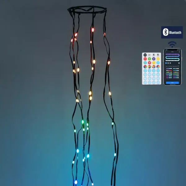 Zewnętrzne lampki choinkowe 150 LED RGBIC z Bluetooth i pilotem dla efektownego 