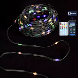 Zewnętrzne lampki choinkowe 100 LED RGBIC 10 m na Bluetooth do dekoracji świątec