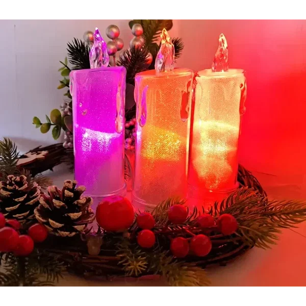 Świeca diamentowa LED 6.5x18cm trzy kolory na baterie AA