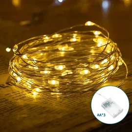 Lampki choinkowe 100 LED 10 m na 3 baterie AA ciepłe światło dla przytulnej atmo