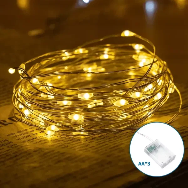 Lampki choinkowe 100 LED 10 m na 3 baterie AA ciepłe światło dla przytulnej atmo