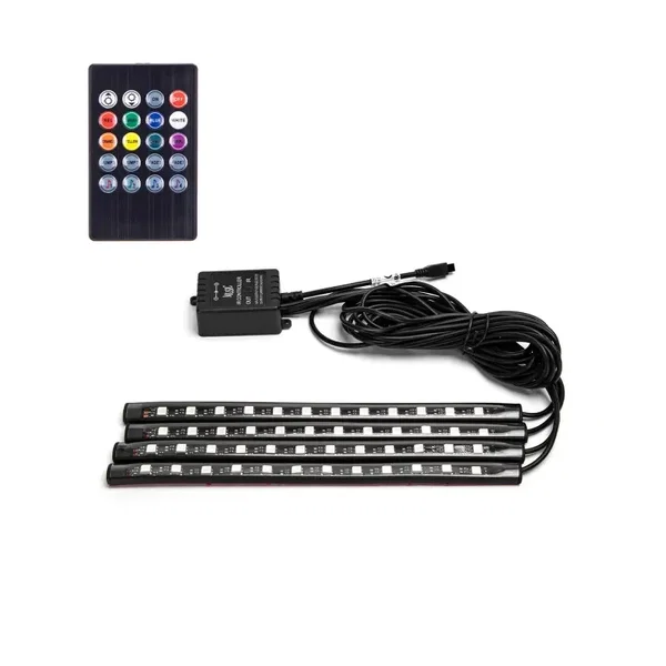 Zestaw LED RGB do podświetlenia samochodu z pilotem na baterie dla wygody użytko