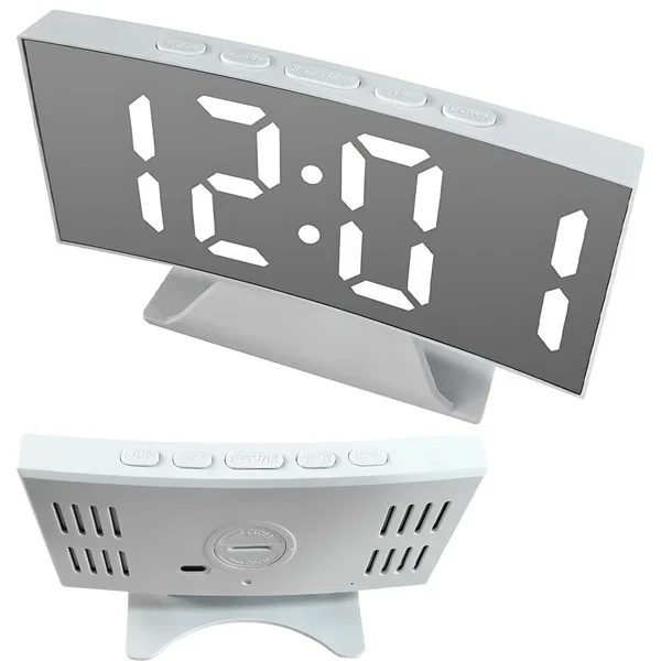 Zegar elektroniczny LED z budzikiem, termometrem, lustrem, USB i pamięcią Verk G