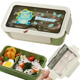 Lunchbox śniadaniówka pojemnik na śniadanie do szkoły z przegródkami i sztućcami
