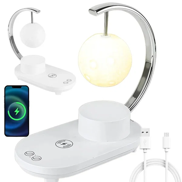 Lampka księżyc RGB z ładowarką indukcyjną 10W LED USB głośnik Bluetooth