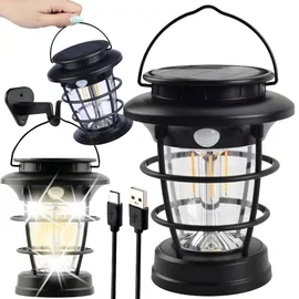 Lampa solarna kempingowa latarnia ogrodowa LED USB z czujnikiem ruchu i zmierzch