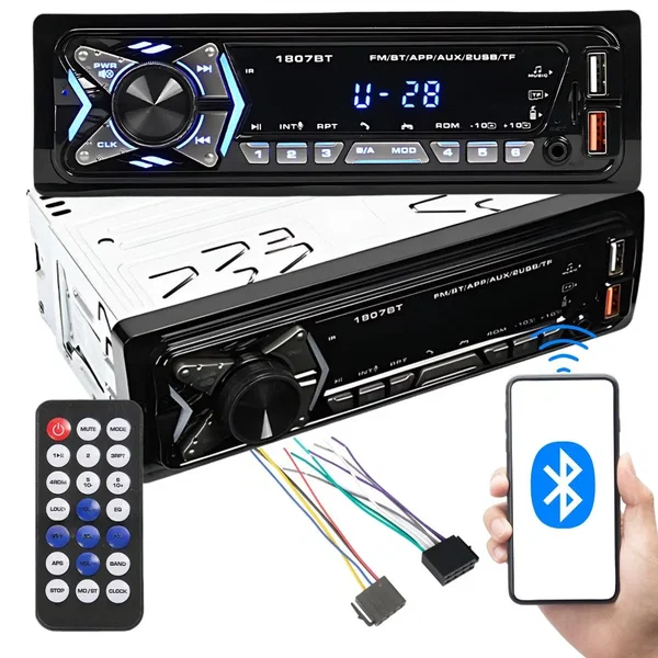 Radio samochodowe Bluetooth USB AUX SD 1-DIN zestaw głośnomówiący pilot Verk Gro