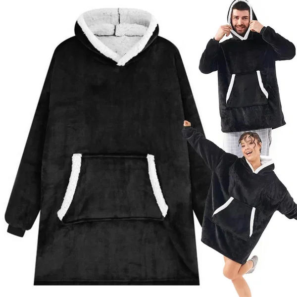 Ciepła bluza koc oversize XXL 2w1 gruba futrzak miękka z kapturem szlafrok