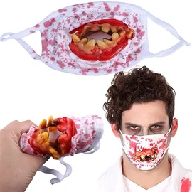 Maska z zębami krwawa na halloweenowa horror przebranie strój na halloween - Wie