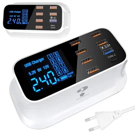 Szybka ładowarka Verk Group 8x USB QC 3.0 Typ C dla wygodnego zasilania urządzeń