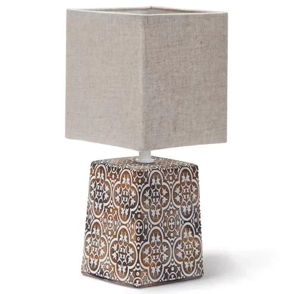 Lampka nocna stołowa Aigostar z abażurem z juty i ceramiczną podstawą w stylu gr